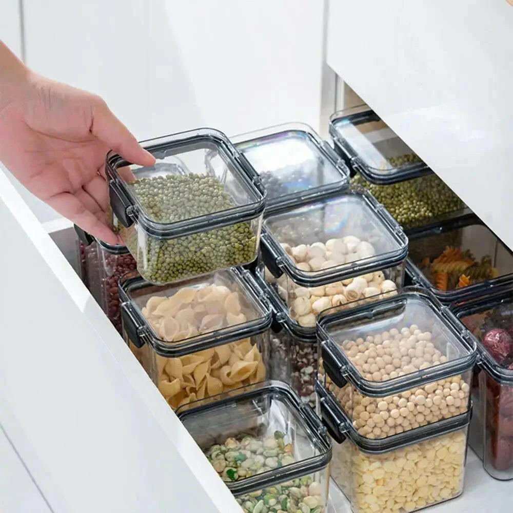 Multipurpose Food Storage Containers Set - Clear Jars with Lids for Cereal, Candy, and Dry Goods.