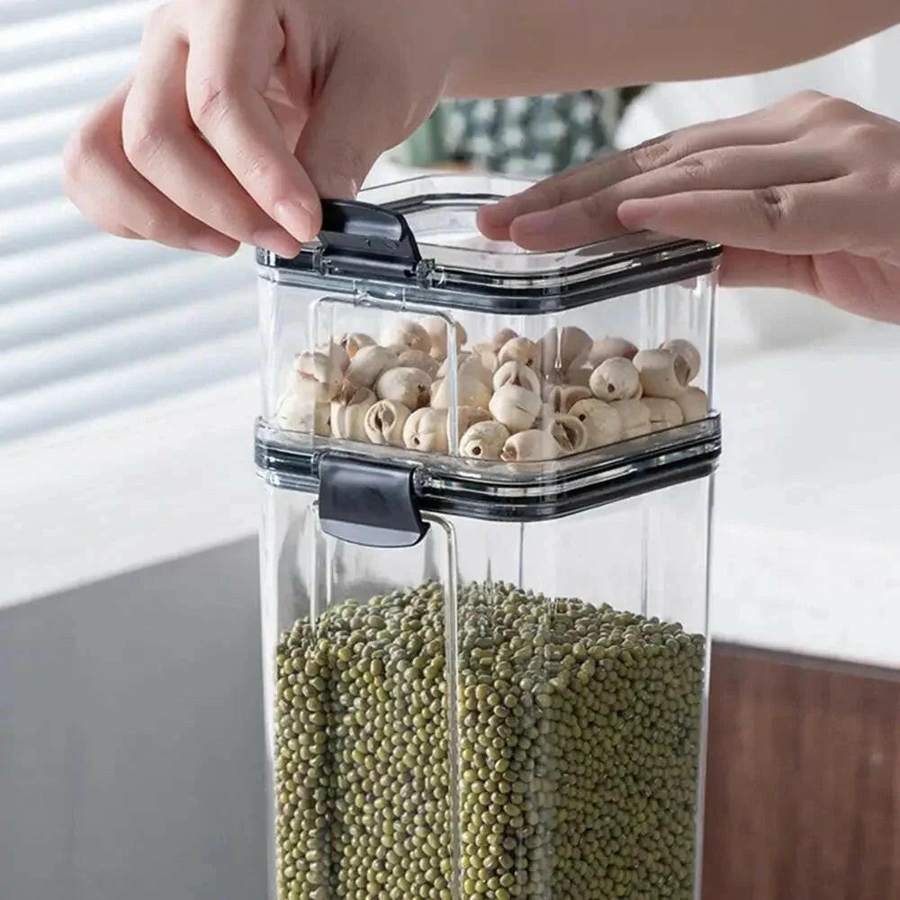 Multipurpose Food Storage Containers Set - Clear Jars with Lids for Cereal, Candy, and Dry Goods.