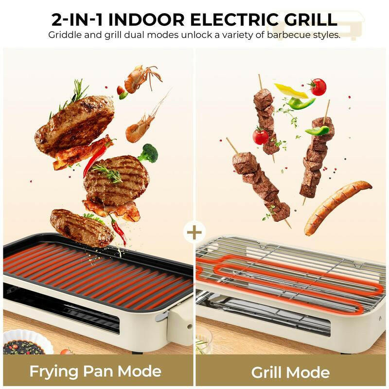 Pukomc 1500W Smokeless Indoor Electric Grill - Non-Stick Plate, 3 Raclette Pans & Dishwasher-Safe Parts for Perfect Steaks, Hot Dogs & More!.