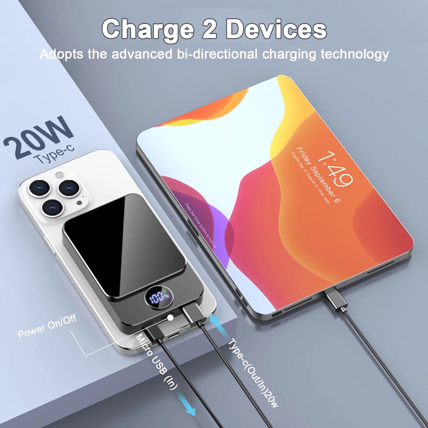 Power Up Your Life with the Magnetic Wireless Portable Charger - 10000mAh Power Bank with PD20W Fast Charging, Perfect for iPhone 16/15/14/13/12, Samsung, and More!