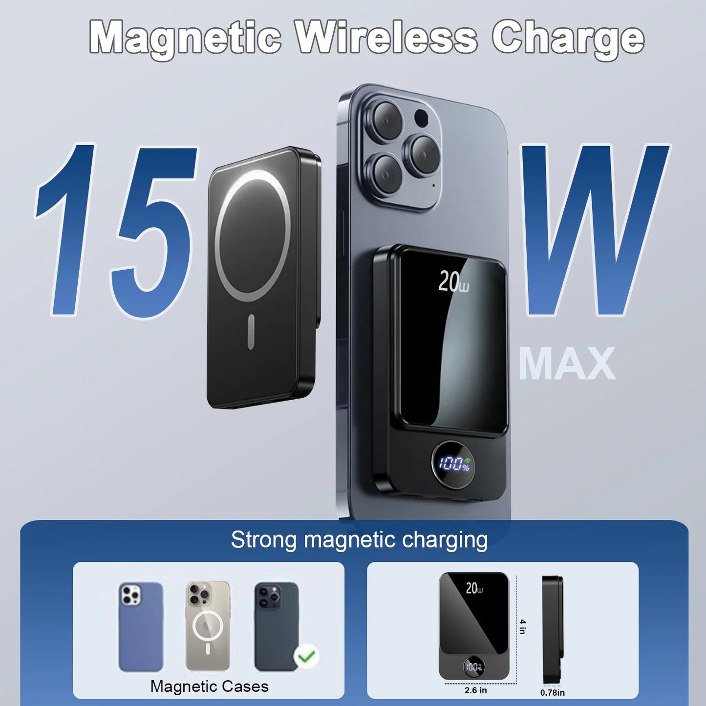 Power Up Your Life with the Magnetic Wireless Portable Charger - 10000mAh Power Bank with PD20W Fast Charging, Perfect for iPhone 16/15/14/13/12, Samsung, and More!