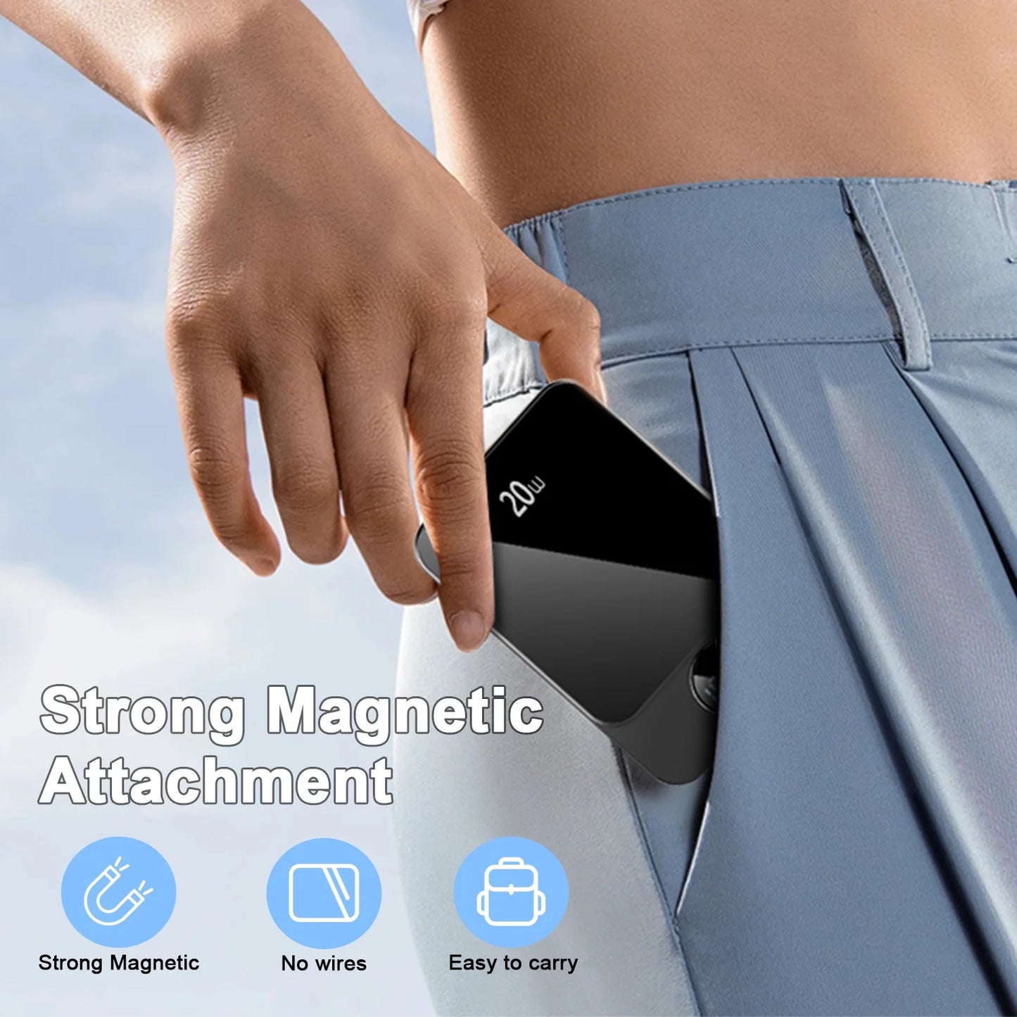 Power Up Your Life with the Magnetic Wireless Portable Charger - 10000mAh Power Bank with PD20W Fast Charging, Perfect for iPhone 16/15/14/13/12, Samsung, and More!