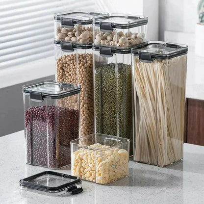 Multipurpose Food Storage Containers Set - Clear Jars with Lids for Cereal, Candy, and Dry Goods.