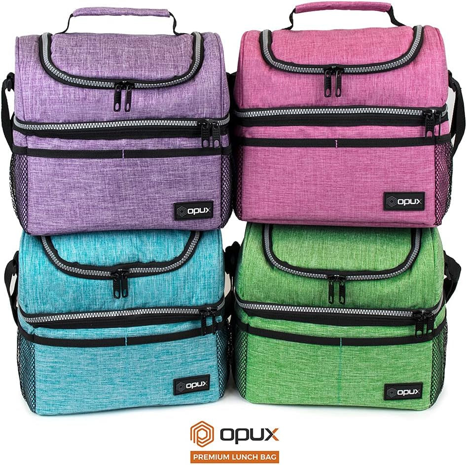 Stylish Insulated Lunch Bag for Men and Women - Large Double Decker Cooler with Dual Compartments, Perfect for Work, School, and Travel - Aqua Turquoise 12L.