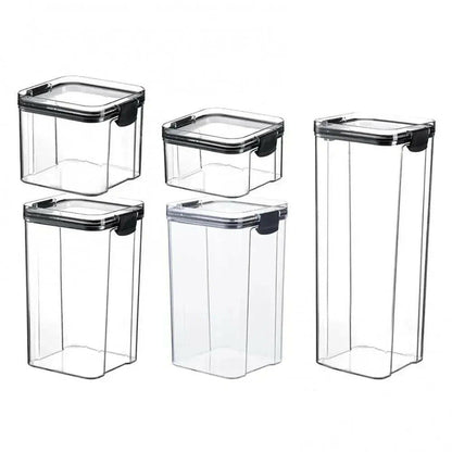 Multipurpose Food Storage Containers Set - Clear Jars with Lids for Cereal, Candy, and Dry Goods.