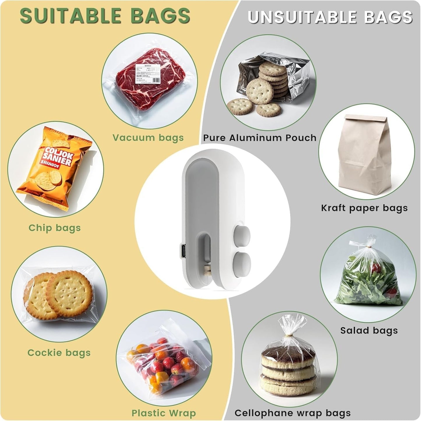 2-in-1 Mini Bag Sealer and Cutter with Rechargeable Battery - Perfect for Snack Preservation!.