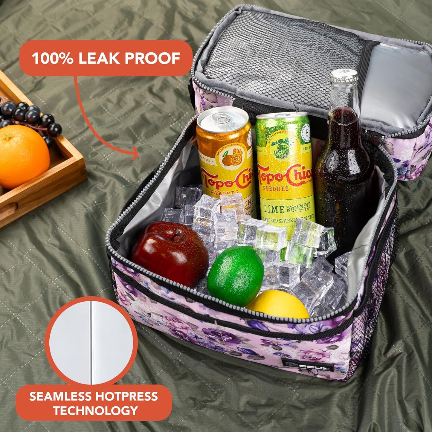 Stylish Insulated Lunch Bag for Men and Women - Large Double Decker Cooler with Dual Compartments, Perfect for Work, School, and Travel - Aqua Turquoise 12L.