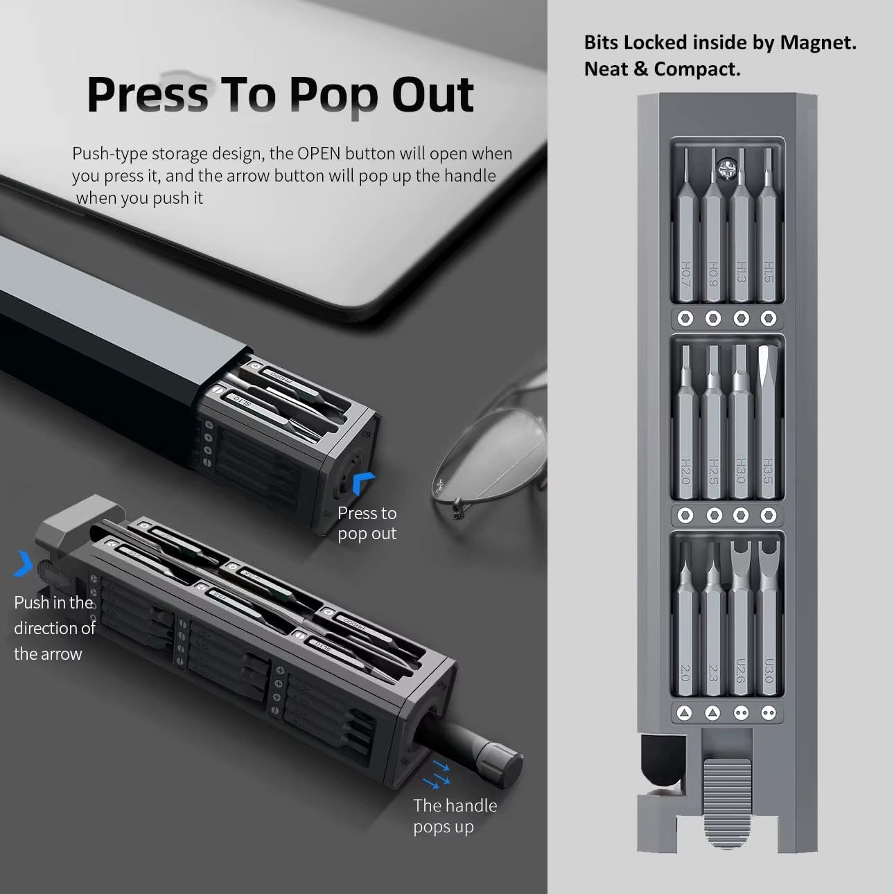 Ultimate Precision Screwdriver Set: 30 in 1 Multifunctional Magnetic Tool Kit for Phones, Watches, and More.
