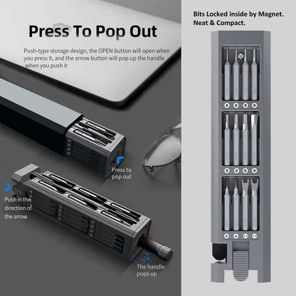 Ultimate Precision Screwdriver Set: 30 in 1 Multifunctional Magnetic Tool Kit for Phones, Watches, and More.